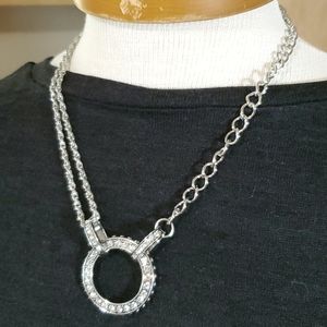 Silver necklace clear rhinestones